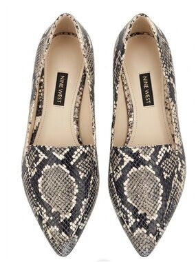Nine West Women’s Snake-Print Block Heel Pumps - Black/Gray